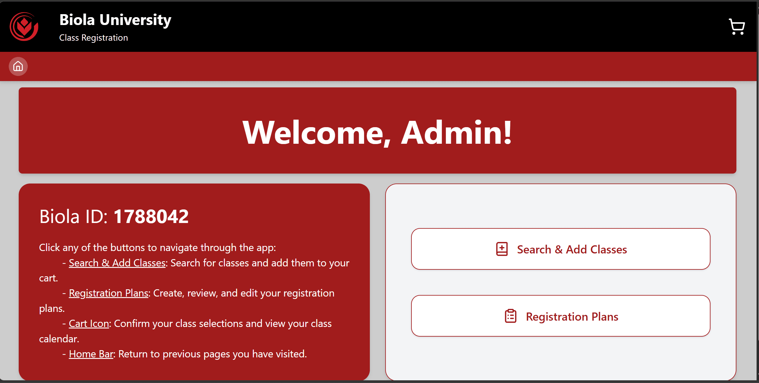 Class Registration Web App screenshot